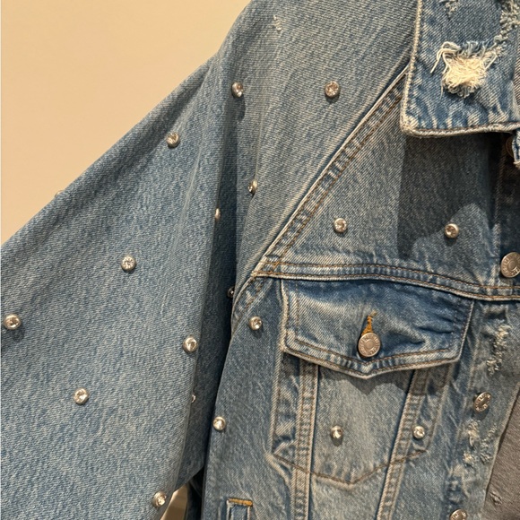 FREE PEOPLE WE THE FREE denim jacket with crystals - Picture 7 of 8
